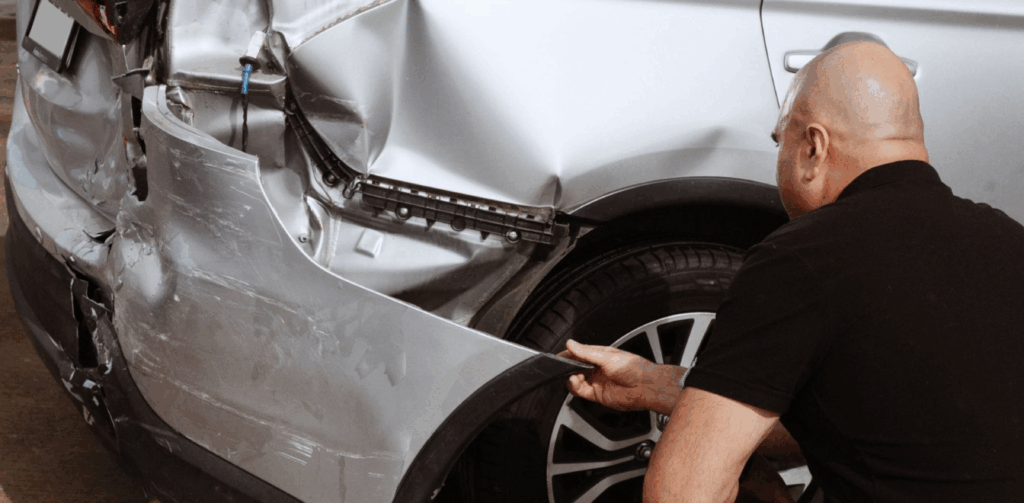 Professional Car Body Repair Hillcrest technician restoring damaged vehicle body