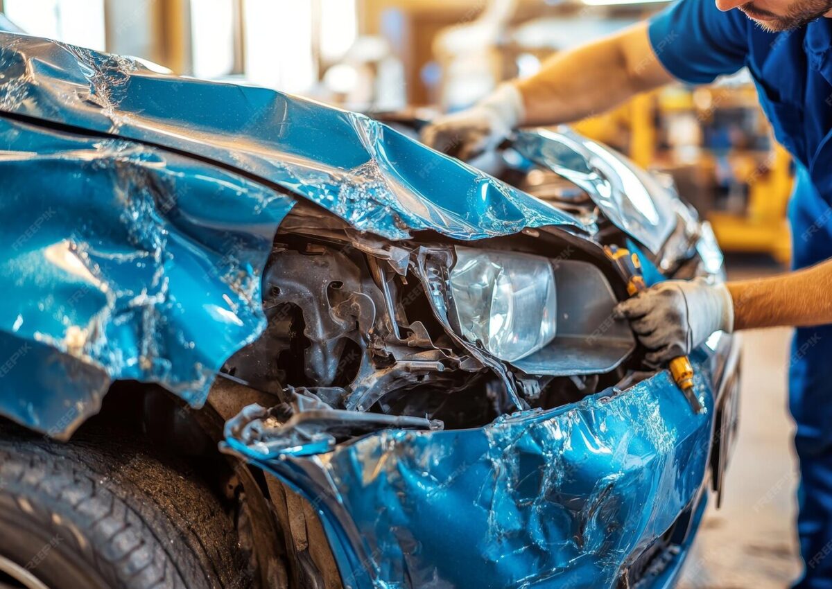 Professional Major Accident Repairs North Shore specialist repairing damaged vehicle