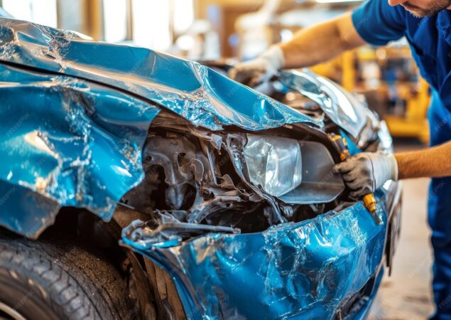 Professional Major Accident Repairs North Shore specialist repairing damaged vehicle
