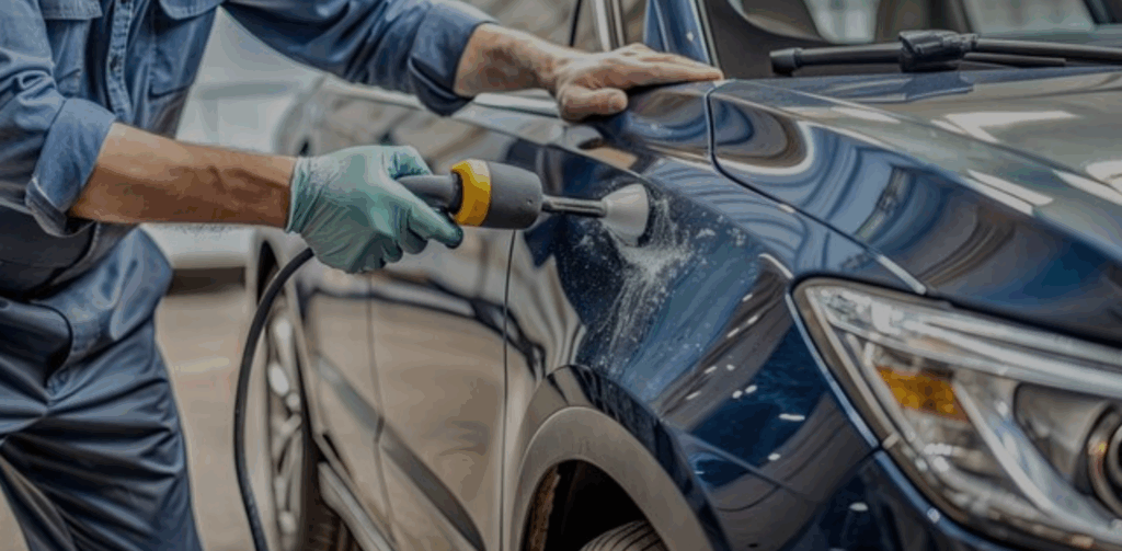 Professional Accident Panel Repairs Glenfield technician repairing damaged vehicle panel